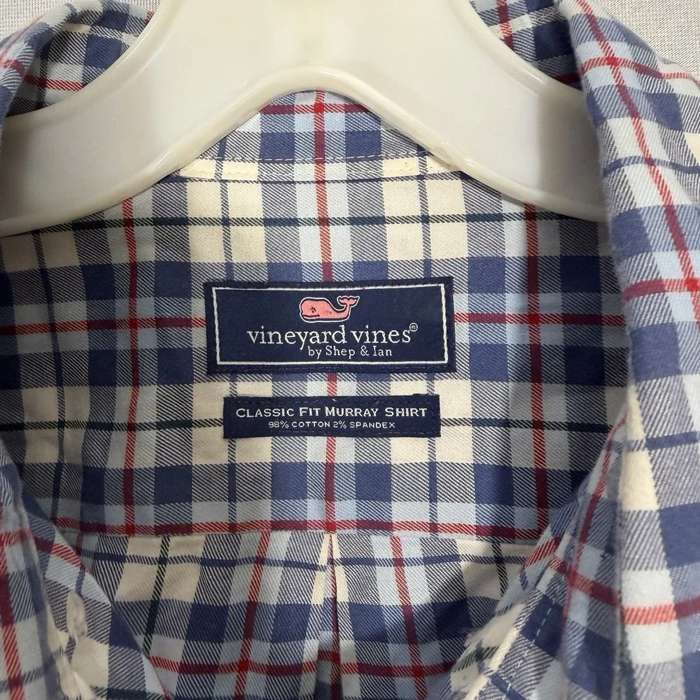 vineyard vines classic fit murray shirt Blue White Striped Men's XL